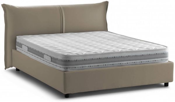 Dmora Doppelbett Akio, 100 % Made in Italy, Öffnung vorne, inklusive Matratze 160 x 190 cm, Taupe