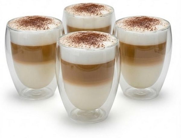 BigDean Latte-Macchiato-Glas 300ml doppelwandige Latte Macchiato Gläser Borosilikatglas, 4-tlg, Borosilikat-Glas, Doppelwandig, Borosilikatglas, Spülmaschinenfest