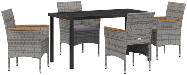 vidaXL Garten Essgruppe mit Kissen 5 pcs Grau Poly-Rattan 3379760