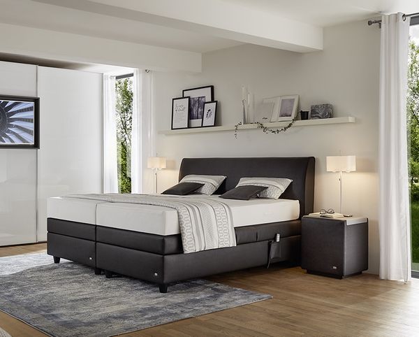 Mercata Boxspringbett braun Kunstleder 219cm x 186cm x 112cm