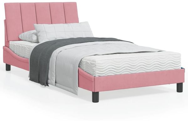 vidaXL Bett mit Matratze "Hanko" Rosa 100x200 cm Samt 3208585