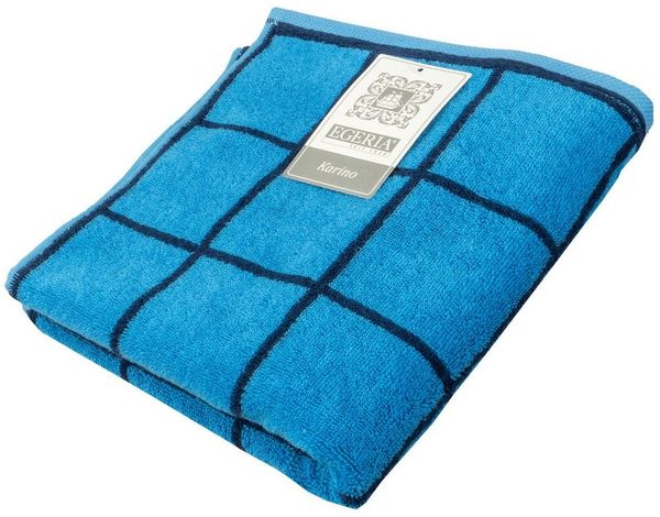 Egeria Handtuch Karino, Frottier (1-St), modern kariert, hellblau, dunkelblau