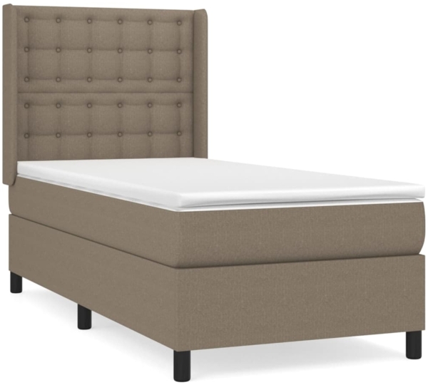 vidaXL Boxspringbett mit Matratze Taupe 100x200 cm Stoff 3131733