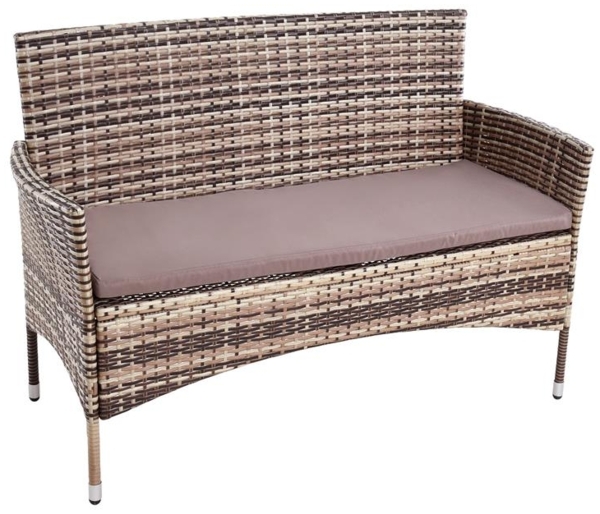 Gartenbank Rattan Gartenmöbel 2-Sitzer Polyrattan Sitzbank Sitzkissen Braun