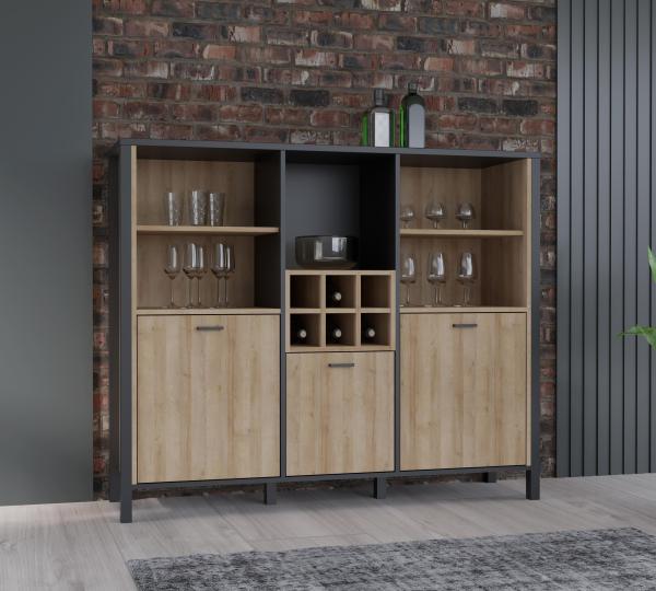 Barschrank >Hialeah< in Riviera Eiche - 139.4x117.1x40.2cm (BxHxT)