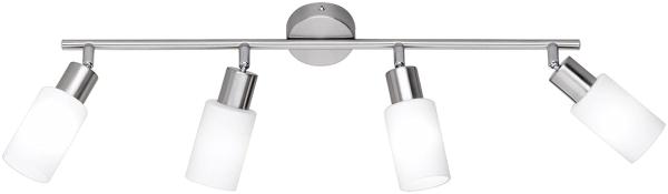 LED Deckenstrahler 4 flammig Silber Opal Glasschirme weiß, 60cm breit