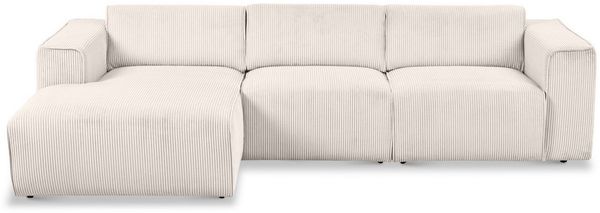 Home affaire Ecksofa Noord mit Kedernaht, Breite 281 cm, L-Form, Cord, Struktur, Webstoff, mit Wellenunterfederung, Massivholzrahmen