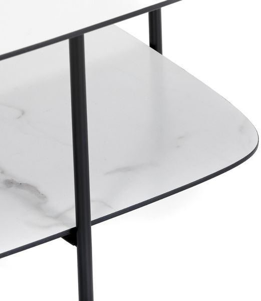 Moderner Design Couchtisch MARMOL 75cm weiss-schwarz Marmor-Optik Metallgestell Bild 4