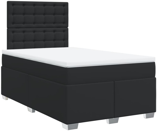 vidaXL Boxspringbett mit Matratze Schwarz 120x200 cm Kunstleder 3290716