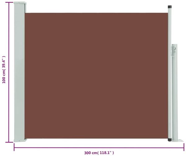 vidaXL Ausziehbare Seitenmarkise 100x300 cm Braun 48375 Bild 9