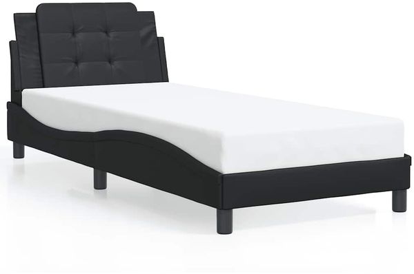 Einzelbettgestell Design für Erwachsene ohne Matratze Schwarz 80x200 cm Kunstleder d5083e