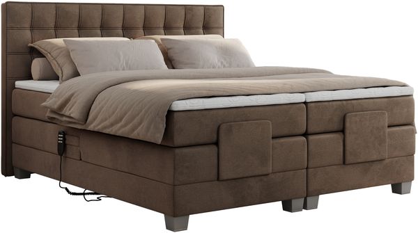 Boxspringbett elektrisch verstellbar, Schlafzimmerbett, Bettkasten - ELEKTRO - 200 x 200 cm - Braun Velvet - H3 Bild 4