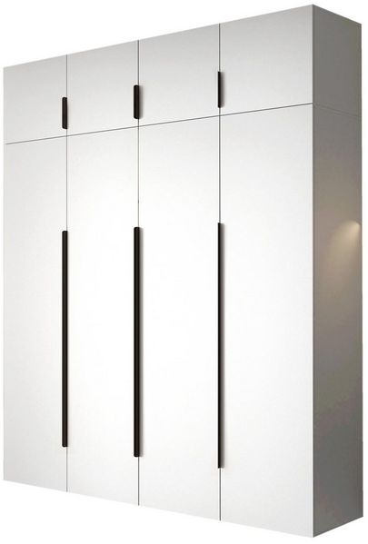 Compleo Drehtürenschrank STELLS mit vier Drehtüren, Kleiderstange, Metallgriffe