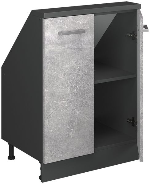 Küchenschrank für Dachschrägen R-Line Beton 60 cm mit 2 Türen Vicco Bild 4