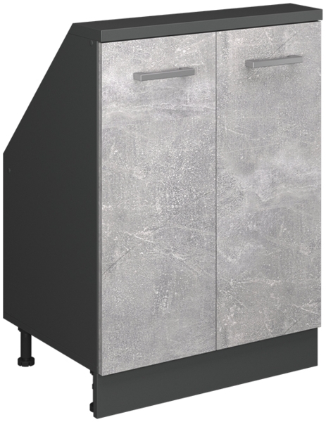 Küchenschrank für Dachschrägen R-Line Beton 60 cm mit 2 Türen Vicco