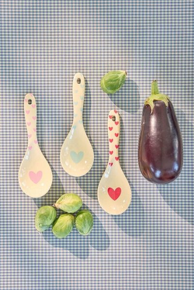 rice Salatbesteck Rice Melamin Salatlöffel Set 3er - Herz Print (3-tlg)