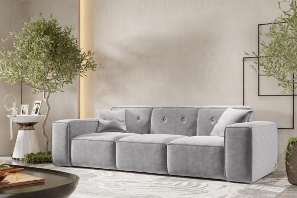 Sofa Designersofa CESINA 3-Sitzer in Stoff Perfect Harmony Grau