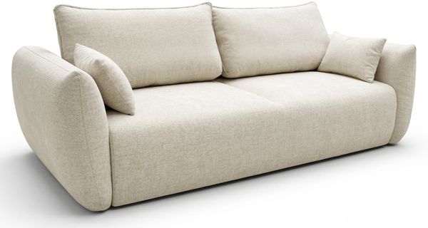 Selsey 'Zordo' 3-Sitzer Schlafsofa in Chenille mit Bettkasten, Hellbeige
