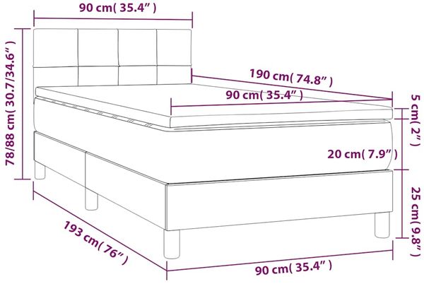 vidaXL Boxspringbett mit Matratze & LED Dunkelgrün 90x190 cm Samt 3134378 Bild 9