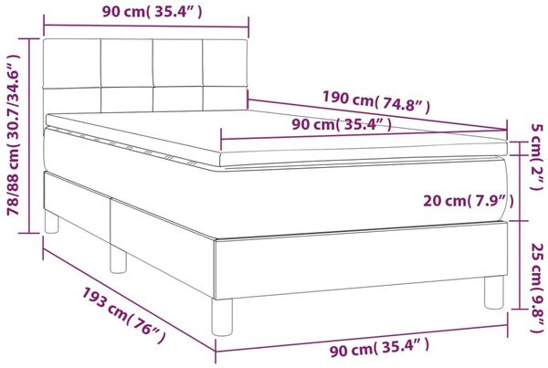 vidaXL Boxspringbett mit Matratze & LED Dunkelgrün 90x190 cm Samt 3134378 Bild 8
