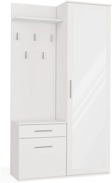 Selsey 'Duvio' Flurgarderobe mit Schrank und Spiegel, Weiß, 100 cm