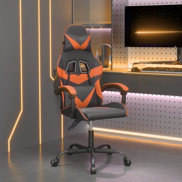 vidaXL Gaming-Stuhl Drehbar Schwarz und Orange Kunstleder, Drehbar [349549]