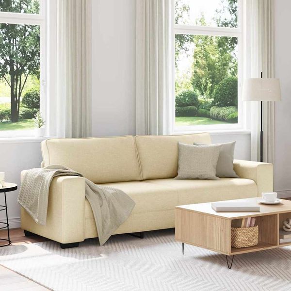 vidaXL 3-Sitzer-Sofa Creme 220x77x82 cm Stoff 4105183