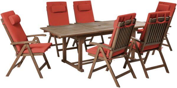 Gartenmöbel Set 6-Sitzer AMANTEA PREMIUM Akazienholz Rot