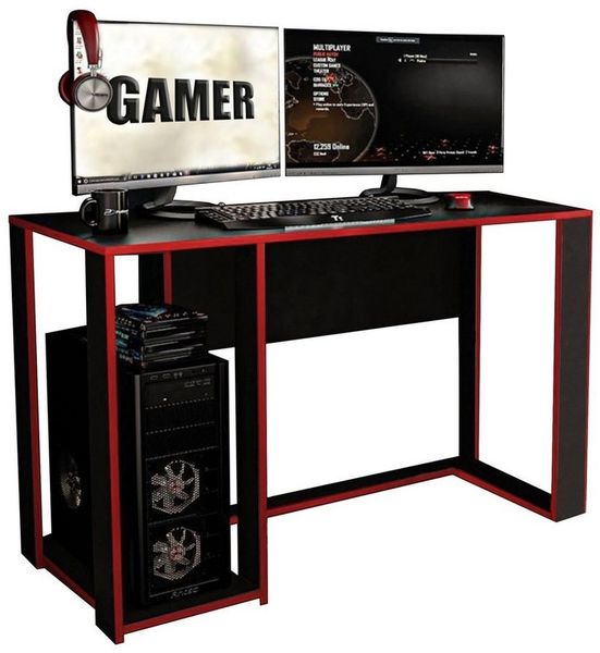 HTI-Living Gamingtisch Gaming Schreibtisch Schwarz/Rot (Stück, 1-St, 1 Schreibtisch ohne Dekoration), Computertisch Büromöbel