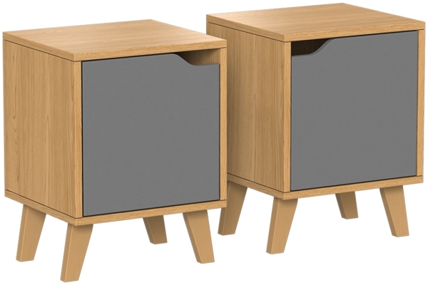 Nachttisch Malu Eiche/Anthrazit 2 Teile Vicco