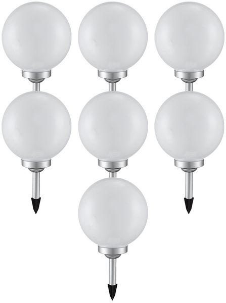 7x LED Solarleuchte, Kugel weiß, DM 20 cm, H 62 cm