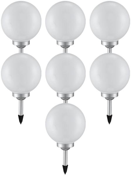7x LED Solarleuchte, Kugel weiß, DM 20 cm, H 62 cm