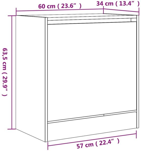vidaXL Schuhschrank Schwarz 60x34x63,5 cm Holzwerkstoff 839939 Bild 9