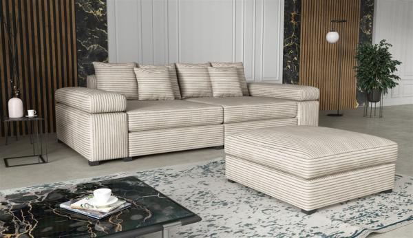 Big Sofa Megasofa Riesensofa AREZZO inkl. Hocker Stoff Tilia Creme