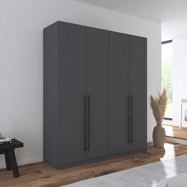 rauch Kleiderschrank Drehtürenschrank Schrank Garderobe Wäscheschrank Schlafzimmer AVOLA (3 verschiedene Ausstattungen BASIC/CLASSIC/PREMIUM (inkl. SOFT-CLOSE) mit hochwertigen Stangengriffen in Schwarz aus Metall MADE IN GERMANY