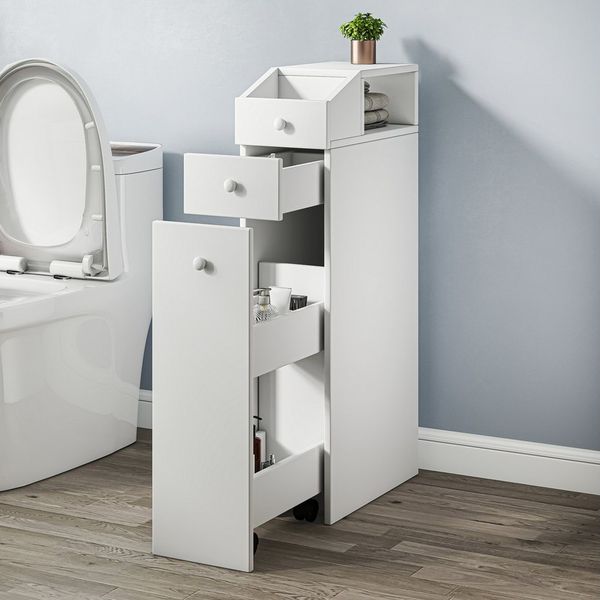 oyajia Badkommode Badezimmerschrank mit Schublade auf Rollen (Toilettenschrank mit Schubladen)