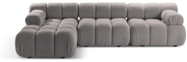 Micadoni Modulares Ecksofa Bellis 4-Sitzer Links Boucle Rolf Hellgrau