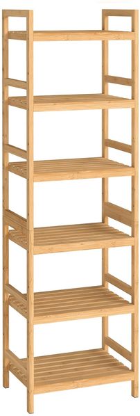 SONGMICS Bambus Regal, Küchenregal, Badregal, Bücherregal, Standregal mit 6 Ablagen, 43 x 30 x 173 cm, für Bad, Küche, Wohnzimmer, Schlafzimmer, Balkon, naturfarben BCB076YL01