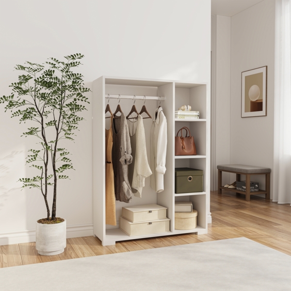 [en. casa] 'Nesbyen' Kleiderschrank mit 4 Ablagen, weiß