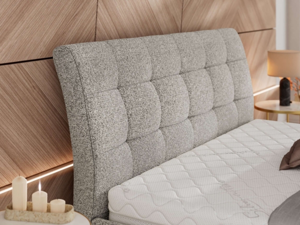 Polsterbett mit Lattenrost Gasfeder Doppelbett GALA CLASSIC gepolstert Kopfteil Bettkasten - 140x200 cm - Hellgrau Strukture Bild 4