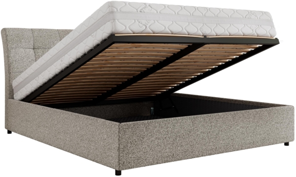 Polsterbett mit Lattenrost Gasfeder Doppelbett GALA CLASSIC gepolstert Kopfteil Bettkasten - 140x200 cm - Hellgrau Strukture Bild 6