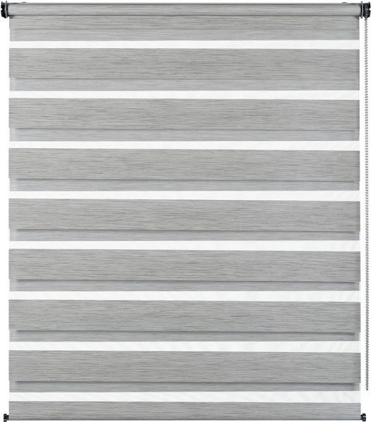 GARDINIA Doppelrollo de luxe, Duo-Rollo, Seitenzugrollo, Transparente und blickdichte Streifen, Verstellbar, Grau-melange, 100x180 cm