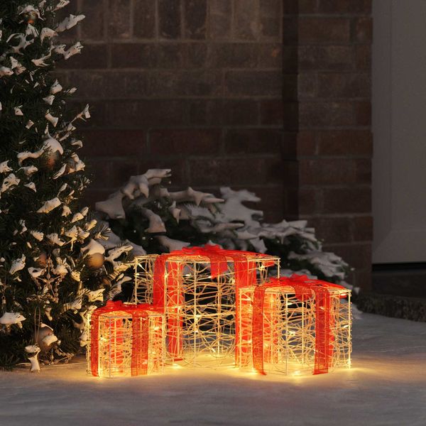 vidaXL Geschenkbox mit 60 LEDs 3 pcs Warmweiß 20 x 20 x 20 cm Acryl 42019091