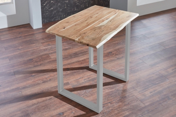 Bartisch Baumkante massiv Akazie natur 90 x 90 silber Quebec 68998000 Bild 3