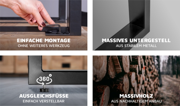 Bartisch Baumkante massiv Akazie natur 90 x 90 silber Quebec 68998000 Bild 4