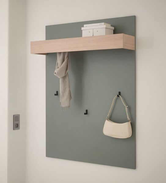 Home affaire Garderobenpaneel GiRON/CiTY, Wandregal in vier Farben, Flurgarderobe mit Hutablage, mit Kleiderstange und Haken, 100 cm breit