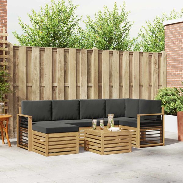 vidaXL Outdoor-Sofagarnitur 7 pcs Weiß und Anthrazit Polyester 3392167