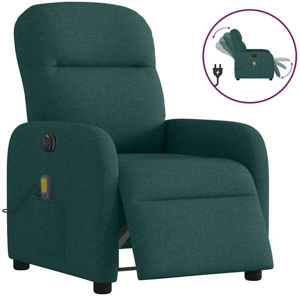 vidaXL Massagesessel Elektrisch Dunkelgrün Stoff 3302968