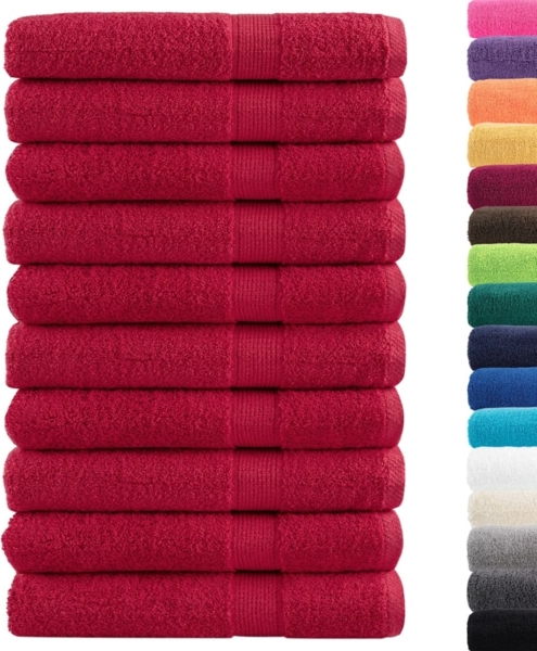 vidaXL 'SOLUND' Premium-Badetücher, 10 Stk., Rot, 100x200 cm