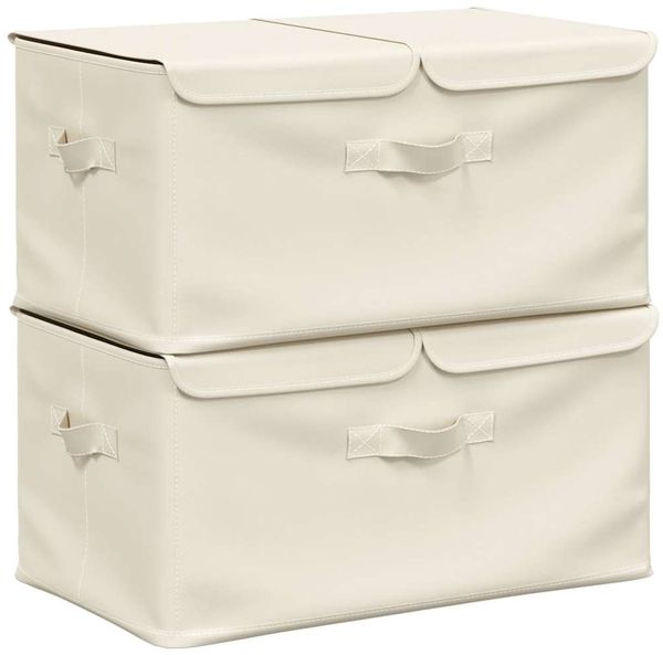 Aufbewahrungsboxen, faltbarer Korb 2 Stk. Stoff 50x30x25 cm Creme